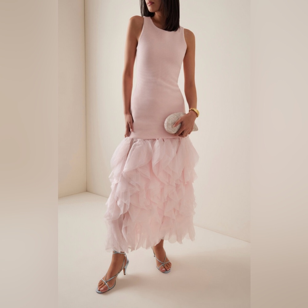 NWT Aje Elations Ruffled Knitted Maxi Dress
